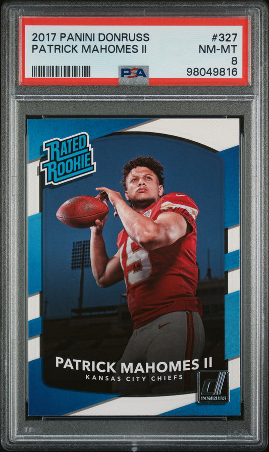 2017 Panini Donruss Patrick Mahomes II Rated Rookie PSA 8 #327