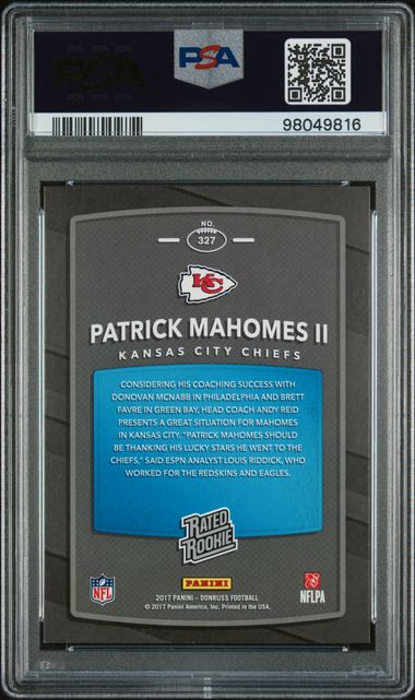 2018 Panini Donruss Patrick Mahomes II Rated Rookie PSA 8