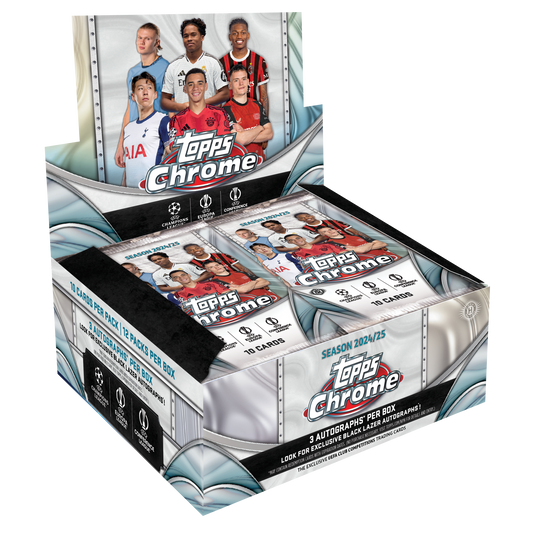 2024-25 Topps Chrome UEFA Club Competitions Soccer Hobby Jumbo Box