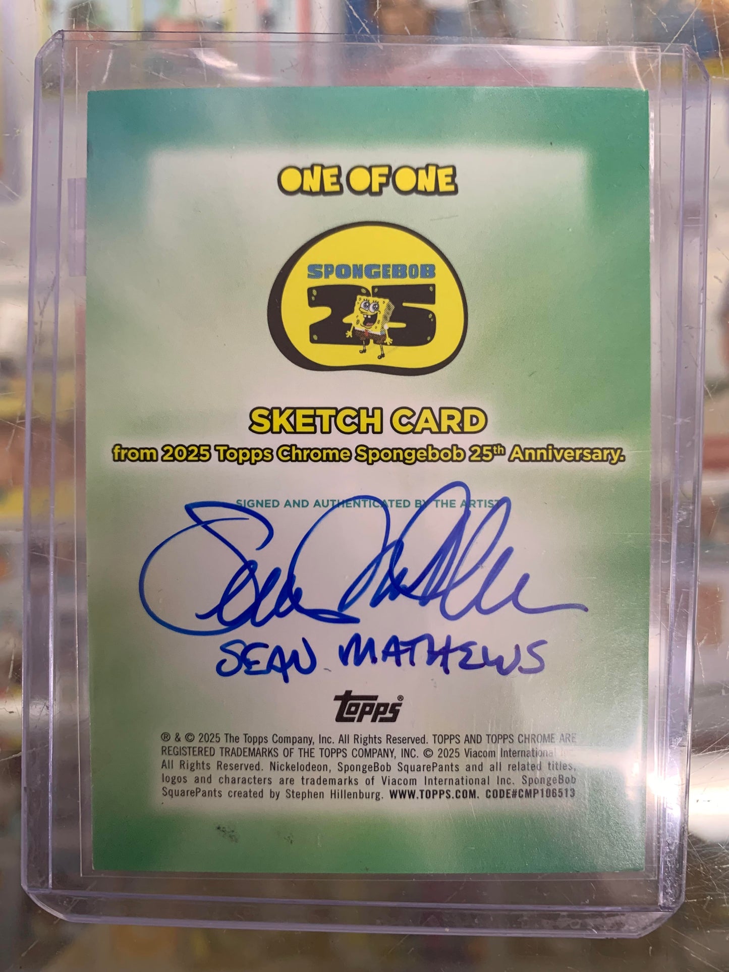 2025 Topps Chrome Spongebob Sketch Card 1/1 Mrs. Puff